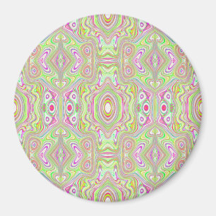 Imán Patrón de resumen trippy retro rosa y verde limón