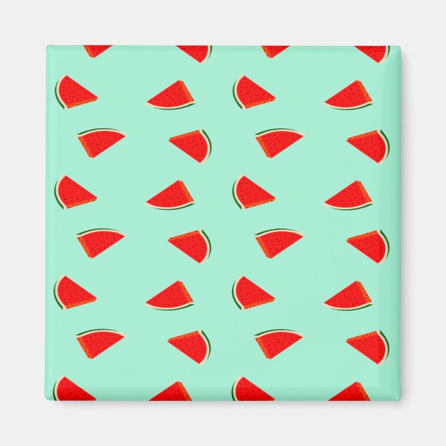 Imán patrón de rodajas de sandía verde (Frente)