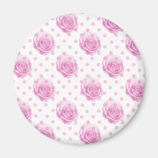 Imán patrón de rosas rosadas de bonito (Frente)
