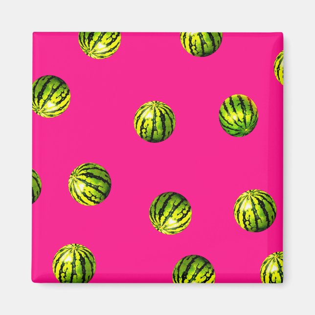 Imán patrón de sandía rosa (Frente)