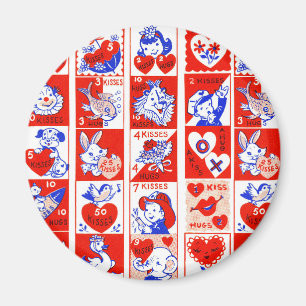 Imán Patrón de sello vintage de San Valentín de los año