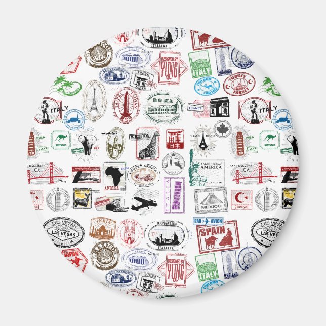 Imán Patrón de sellos de viaje (Frente)