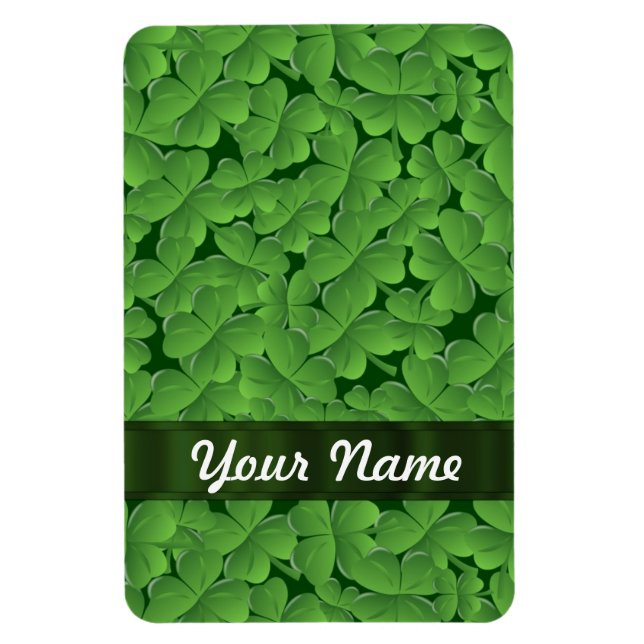 Imán Patrón de shamrock verde (Vertical)