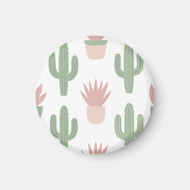 Imán Patrón de Suculentas de Cactus Pastel (Frente)