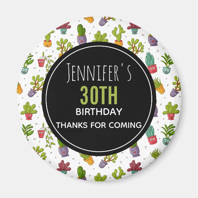 Imán Patrón de suculentos de la naturaleza de los cactu (Frente)