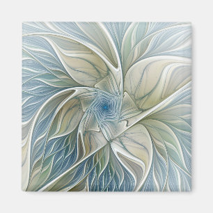Imán Patrón de sueño floral abstracto azul caqui fracta