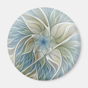 Imán Patrón de sueño floral abstracto azul caqui fracta