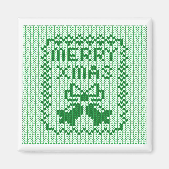 Imán Patrón de suéter feo campanas de jingle y Feliz Na (Frente)