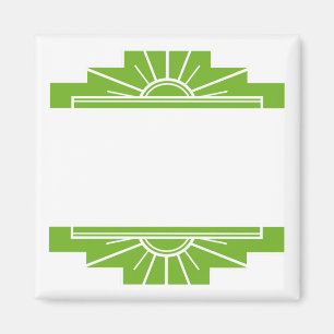Imán Patrón de Sunburst Art Deco en Blanco y Lime