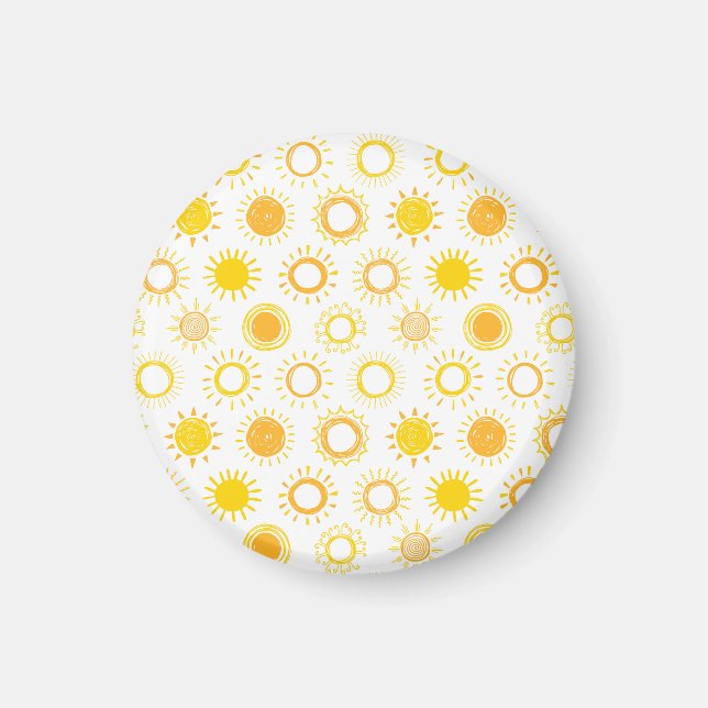 Imán Patrón de Suns de Doodle dibujado a mano (Frente)