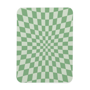 Imán Patrón de tablero de cheques distorsionado verde