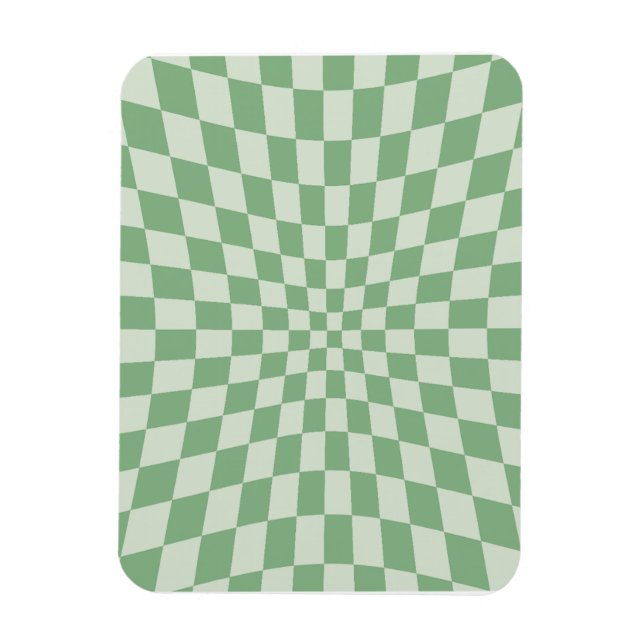 Imán Patrón de tablero de cheques distorsionado verde (Vertical)