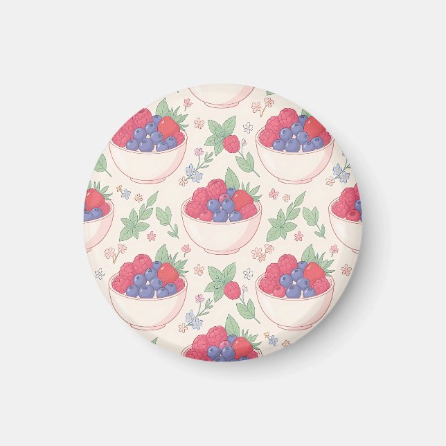 Imán Patrón de Tazón de Frutas Pastel (Frente)