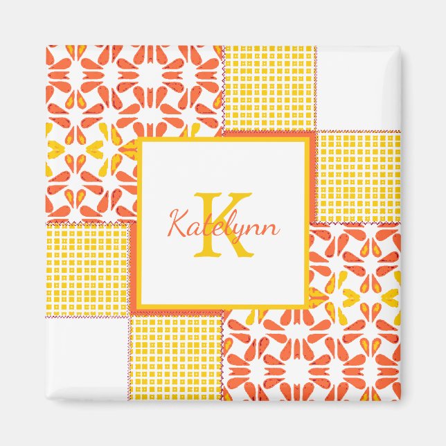 Imán Patrón de tejido de puntas otoñales (Frente)