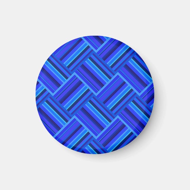 Imán Patrón de tejido diagonal de franjas azules (Frente)