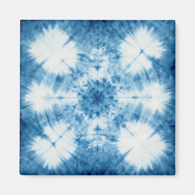 Imán Patrón de teñido Shibori azul índigo (Frente)