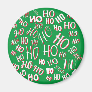 Imán Patrón de texto de Navidad HO HO HO blanco verde r
