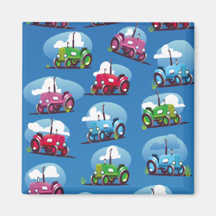 Imán Patrón de Tractor (Fondo Azul)