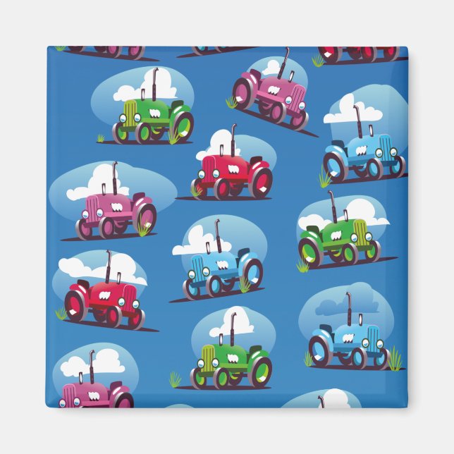 Imán Patrón de Tractor (Fondo Azul) (Frente)