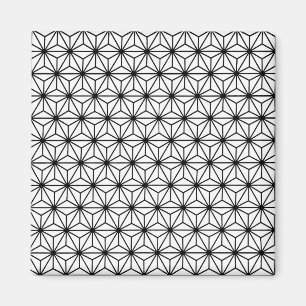 Imán Patrón de triángulos estilo Art Déco blanco y negr