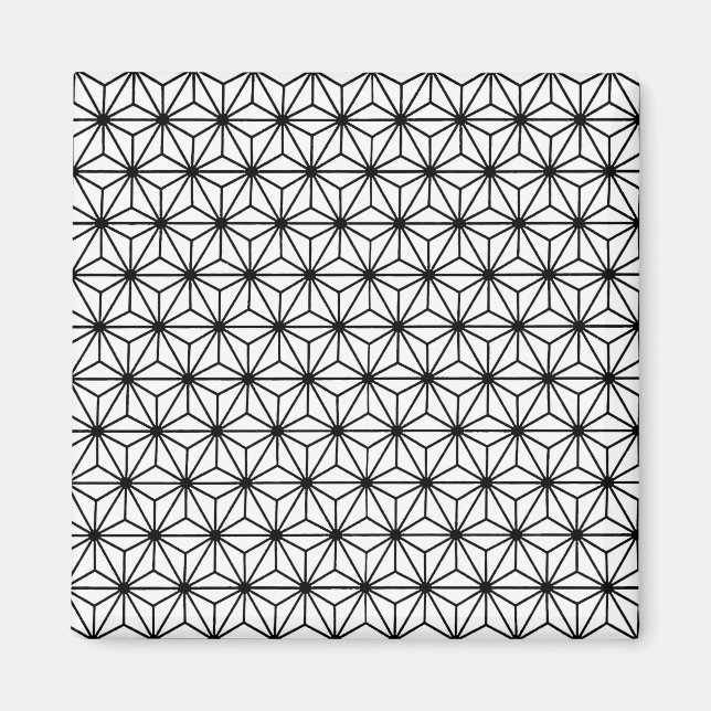 Imán Patrón de triángulos estilo Art Déco blanco y negr (Frente)