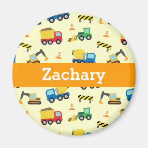 Imán Patrón de vehículos de construcción coloridos para