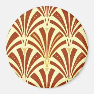 Imán Patrón de ventilador Art Deco - cobre sobre amaril