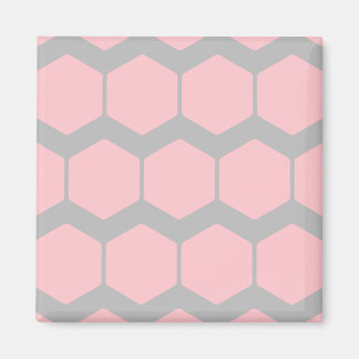Imán Patrón de zigzag geométrico retro rosa y gris.