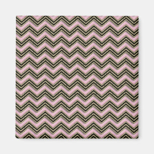 Imán Patrón de zigzag negro y rosa