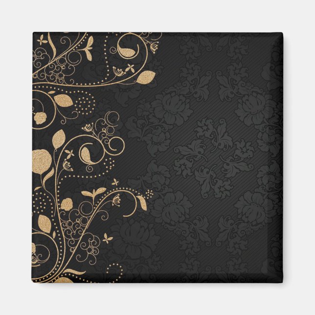 Imán Patrón decorativo negro y dorado (Frente)