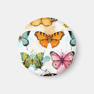 Imán Patrón delgado sin foco de mariposa acuarela