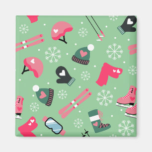 Imán Patrón deportivo de vacaciones de invierno adorabl