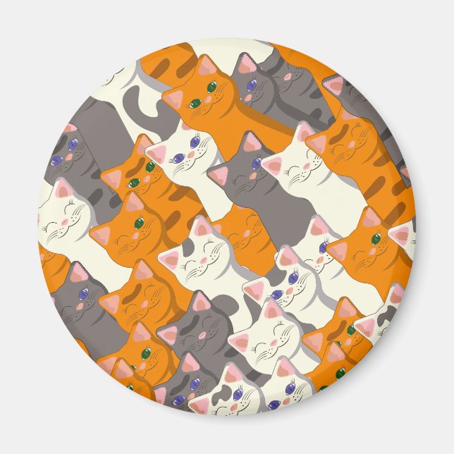 Imán Patrón diagonal del gato negro jengibre (Frente)