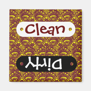 Imán Patrón elegante de damasco de marrón y encaje am