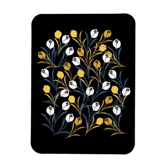 Imán Patrón elegante de flor tulipán (Vertical)