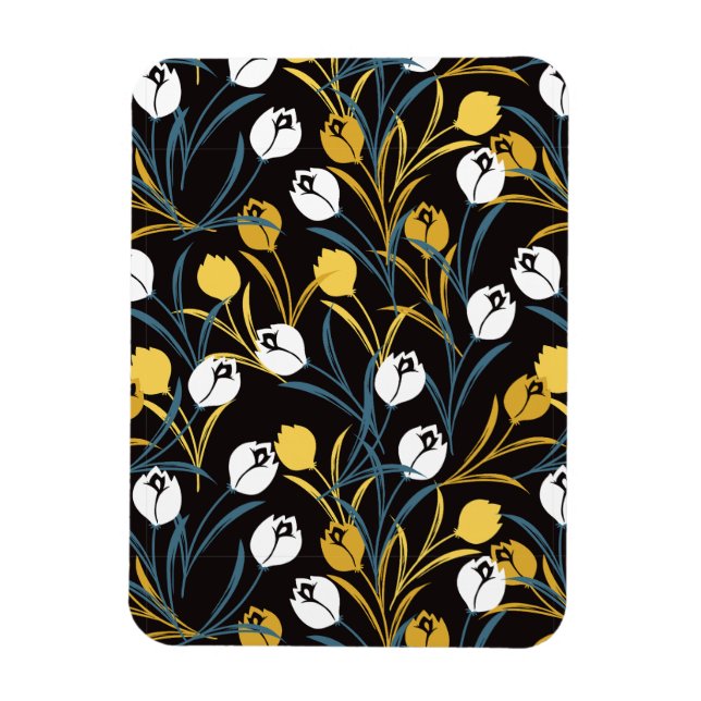 Imán Patrón elegante de flor tulipán (Vertical)