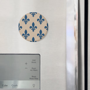 Imán Patrón Fleur de Lis, azul francés real en crema