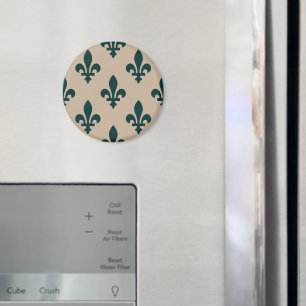 Imán Patrón Fleur de Lis, verde francés real en crema
