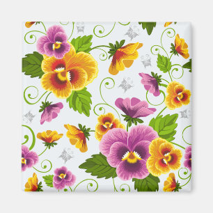 Imán Patrón floral amarillo y rosa