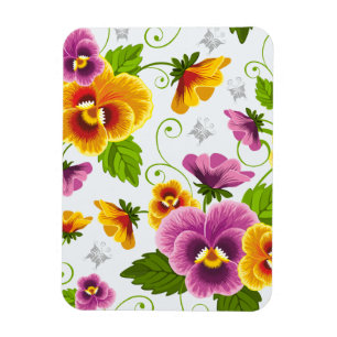 Imán Patrón floral amarillo y rosa