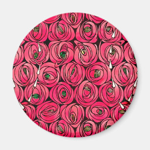 Imán Patrón floral Art Nouveau de rosa de Rennie Mackin