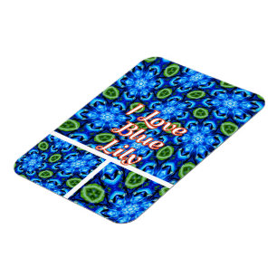 Imán Patrón floral azul abstracto