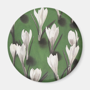 Imán Patrón floral de crocus blanco vintage, flor de ja