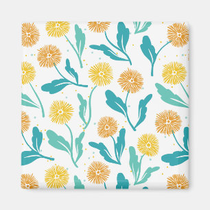 Imán Patrón floral de Dandelion amarillo - Inspirado en