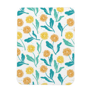Imán Patrón floral de Dandelion amarillo - Inspirado en