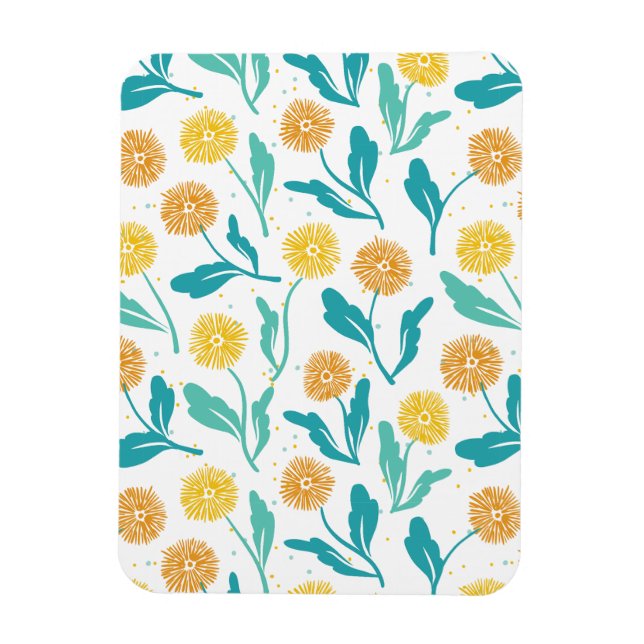 Imán Patrón floral de Dandelion amarillo - Inspirado en (Vertical)