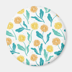 Imán Patrón floral de Dandelion amarillo - Inspirado en