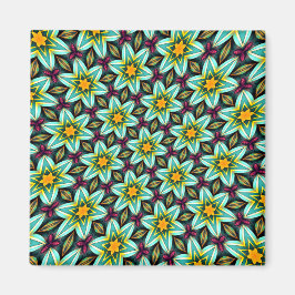 Imán Patrón floral de estrellas verdes