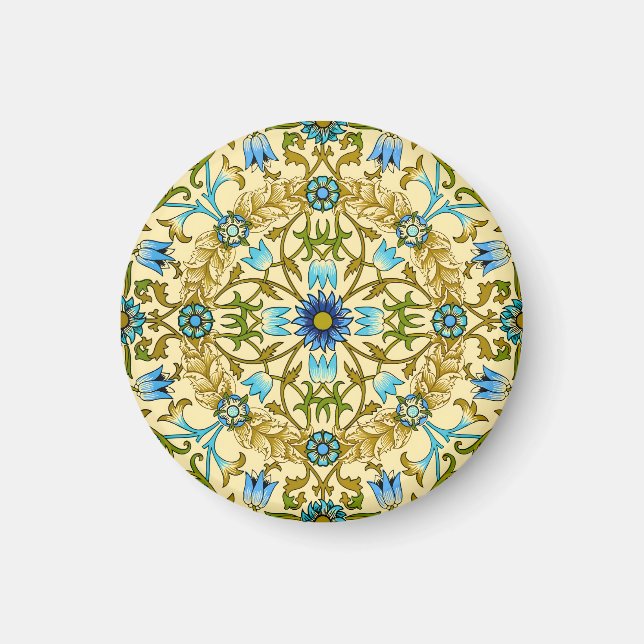Imán Patrón Floral de Flor de Daisy Azul de William Mor (Frente)