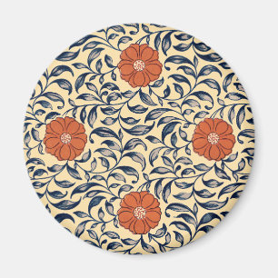 Imán Patrón Floral de Peonía China Art Nouveau Antiguo